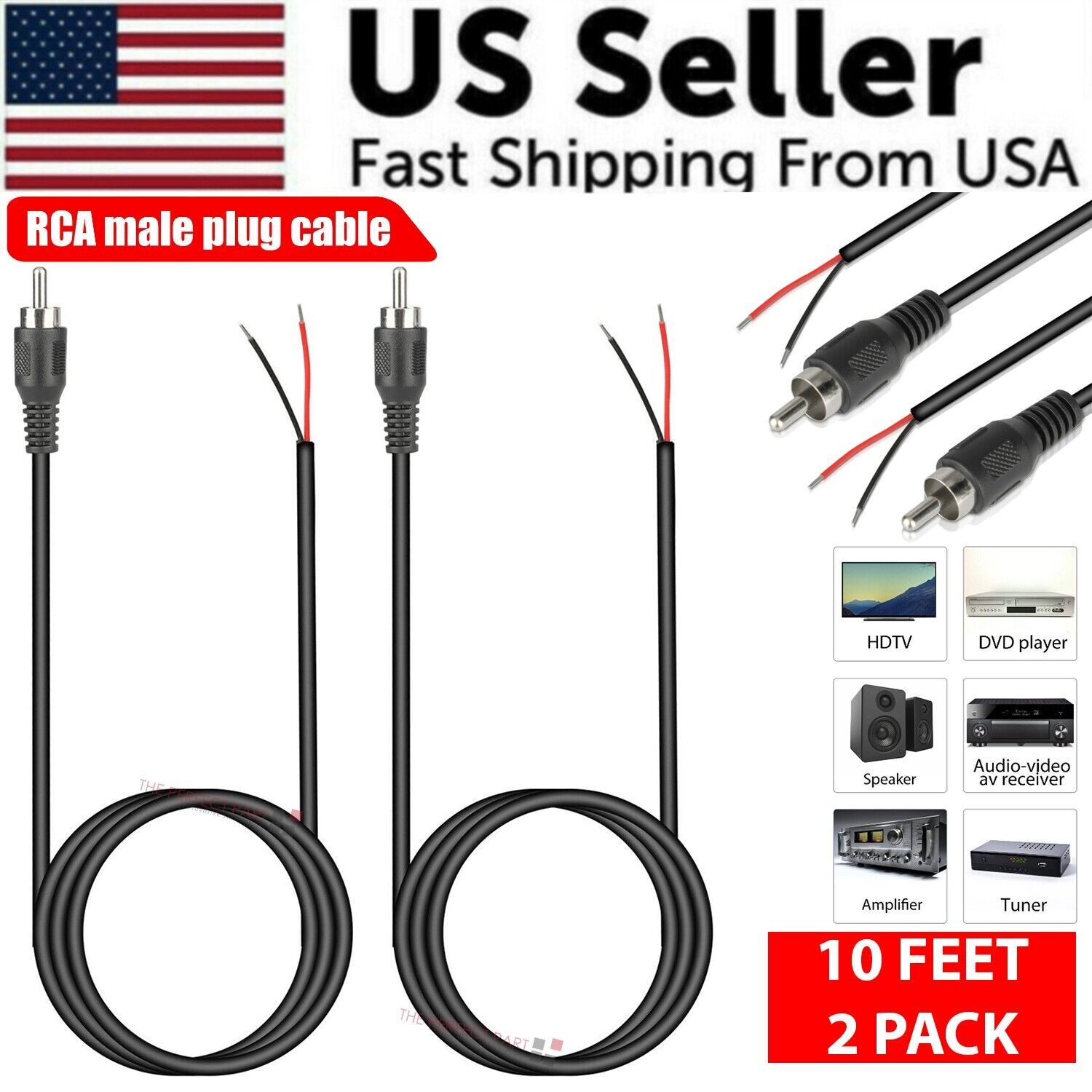 Home Cinema System - 2-Pack Kabel Audio Speaker 10ft dengan