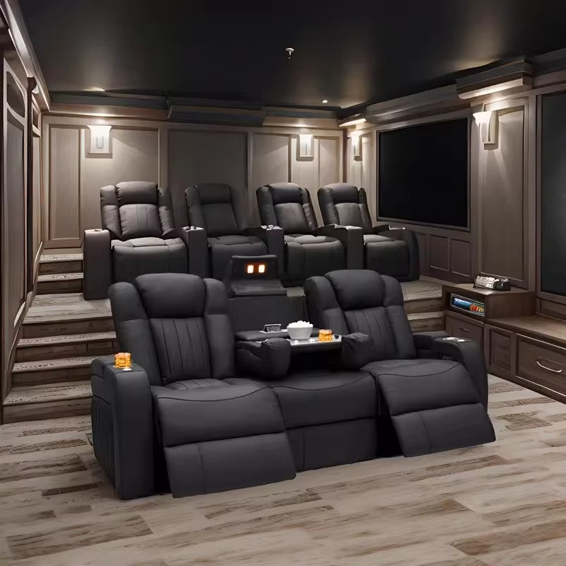 Home Cinema Recliners - Set Sofa Recliner Kulit, Sofa Home