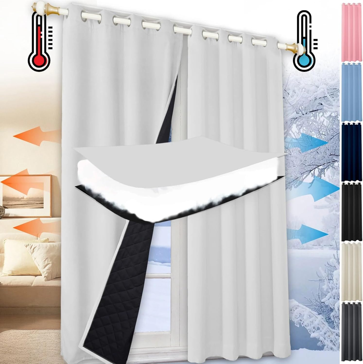 Blackout Curtain Thick - Tirai Musim Dingin Tahan Air untuk