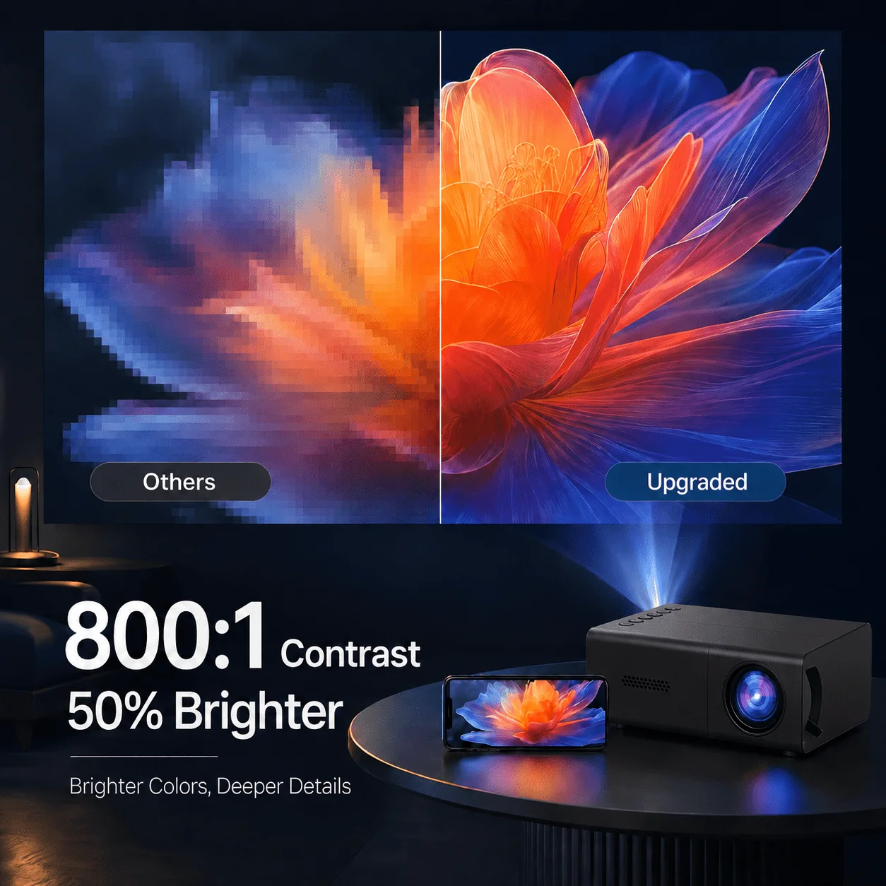 Proyektor mini portabel, kompa - Video Home Cinema ulasan dan harga