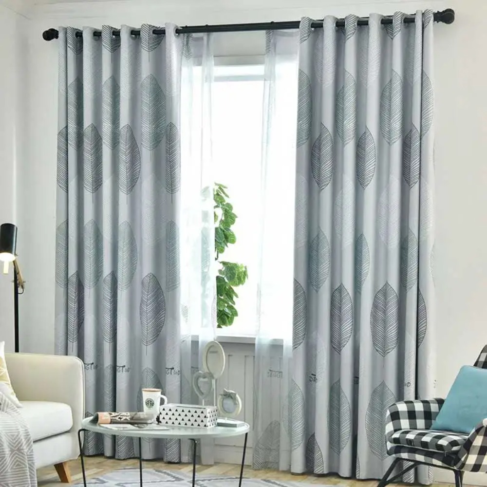 Tirai Pemadaman Daun Cetak Mod - Blackout Curtain Thick ulasan dan harga