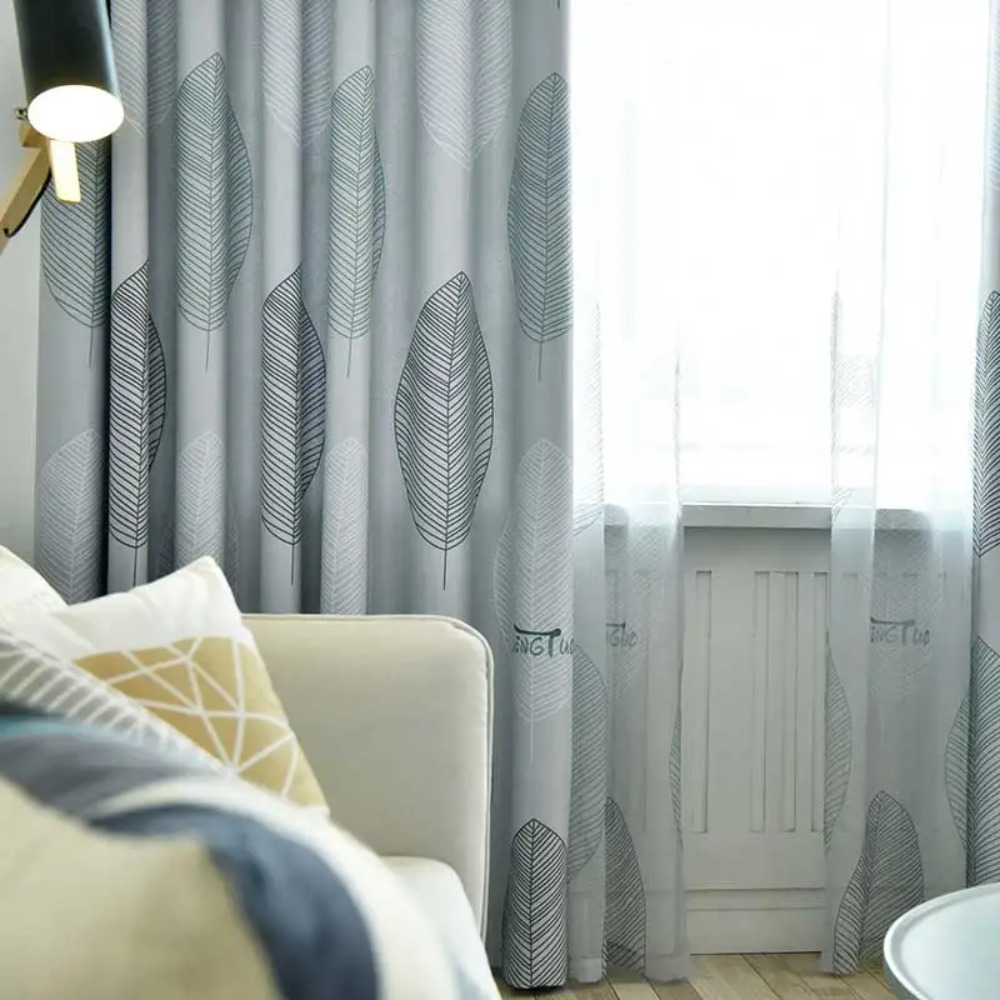 Tirai Pemadaman Daun Cetak Mod - Blackout Curtain Thick ulasan dan harga