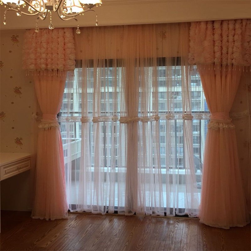 Tirai Mawar 3D Renda Merah Mud - Blackout Curtain Thick ulasan dan harga