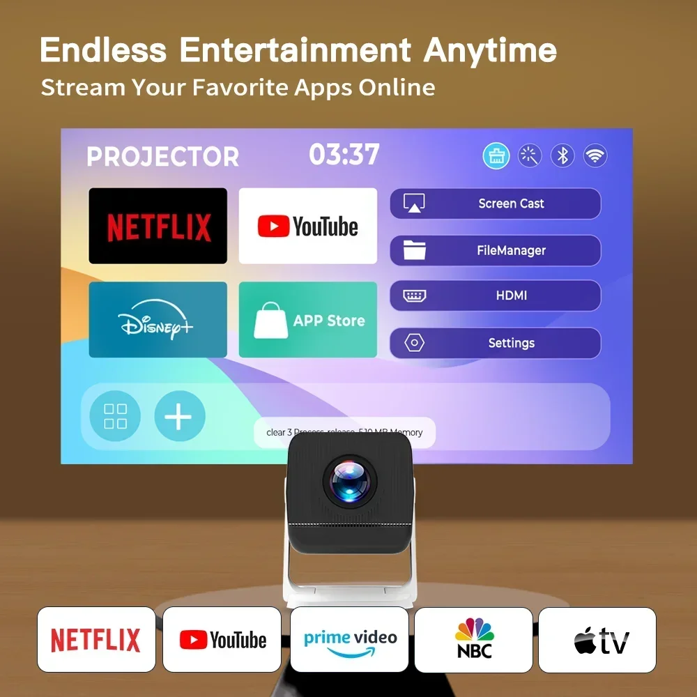 Proyektor Mini Wifi6 dan BT5.4 - Video Home Cinema ulasan dan harga