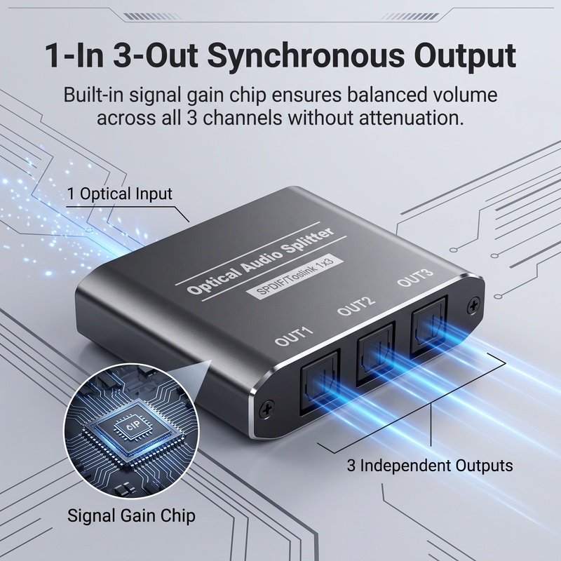 Splitter Audio Optik 1 masuk 3 - Surround Sound Decoder ulasan dan harga