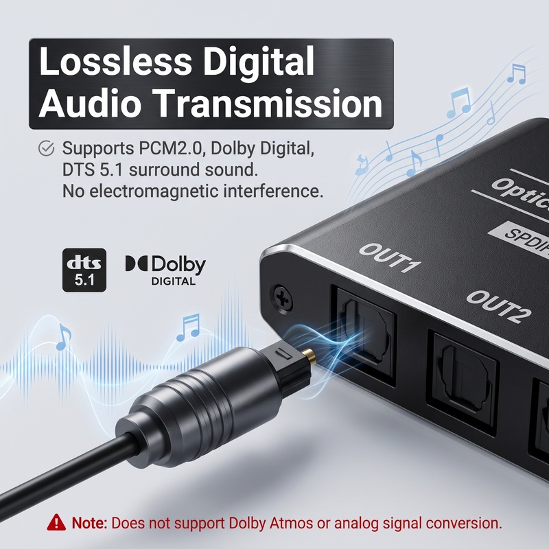 Splitter Audio Optik 1 masuk 3 - Surround Sound Decoder ulasan dan harga