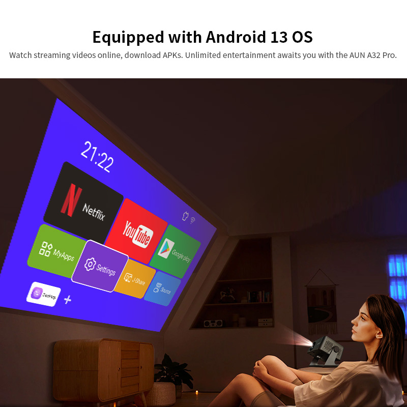 Proyektor Android AUN A32 Pro  - Home Cinema Movies ulasan dan harga