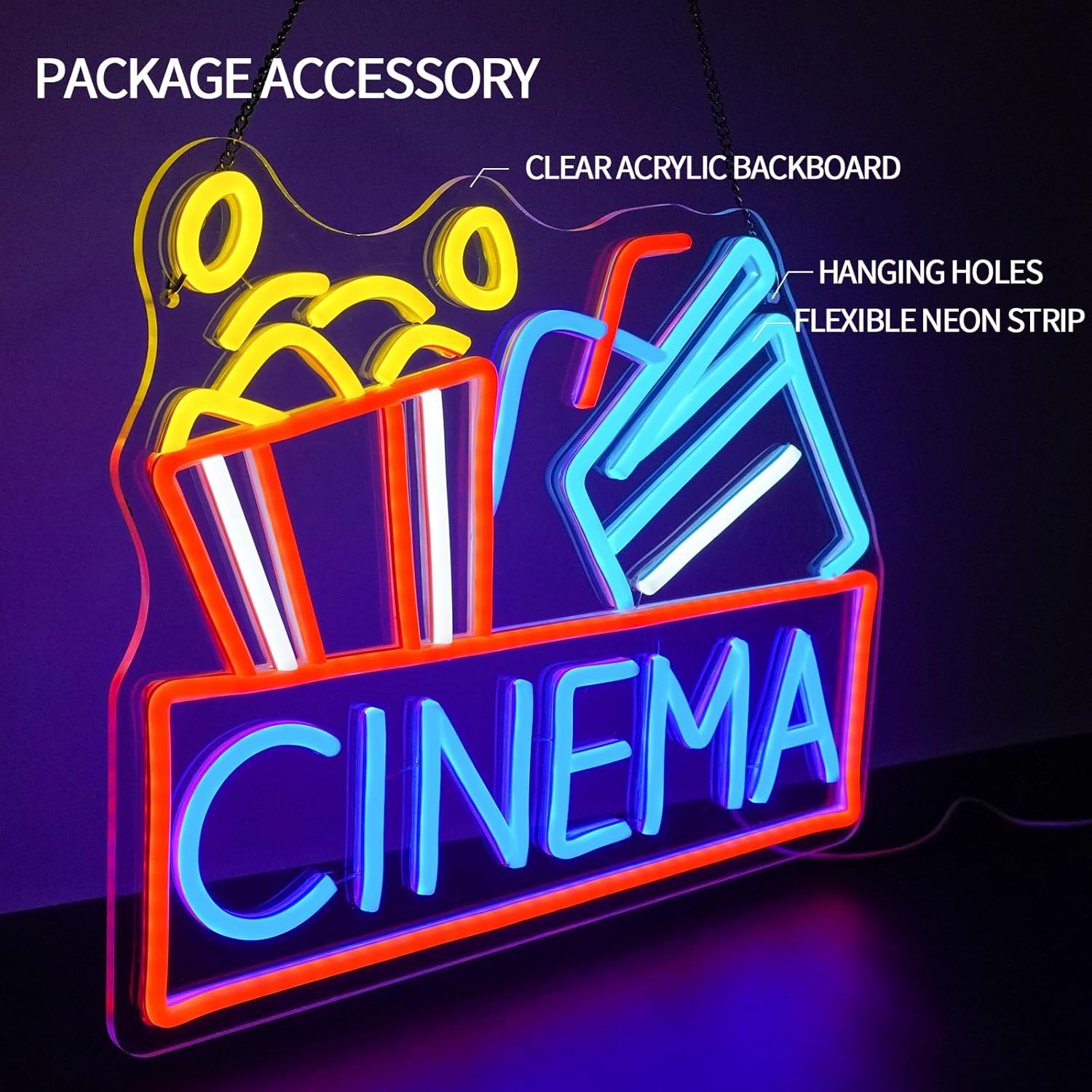 Tanda Neon Bioskop LED Bertena - Home Cinema Movies ulasan dan harga